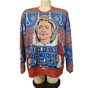 Epstein Didn't Kill Himself Funny Christmas‎ Sweatshirt Size Medium